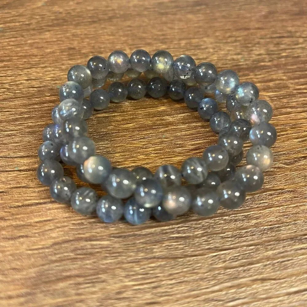 Labradorite high quality super flashy stretch beaded bracelet ONE new handmade